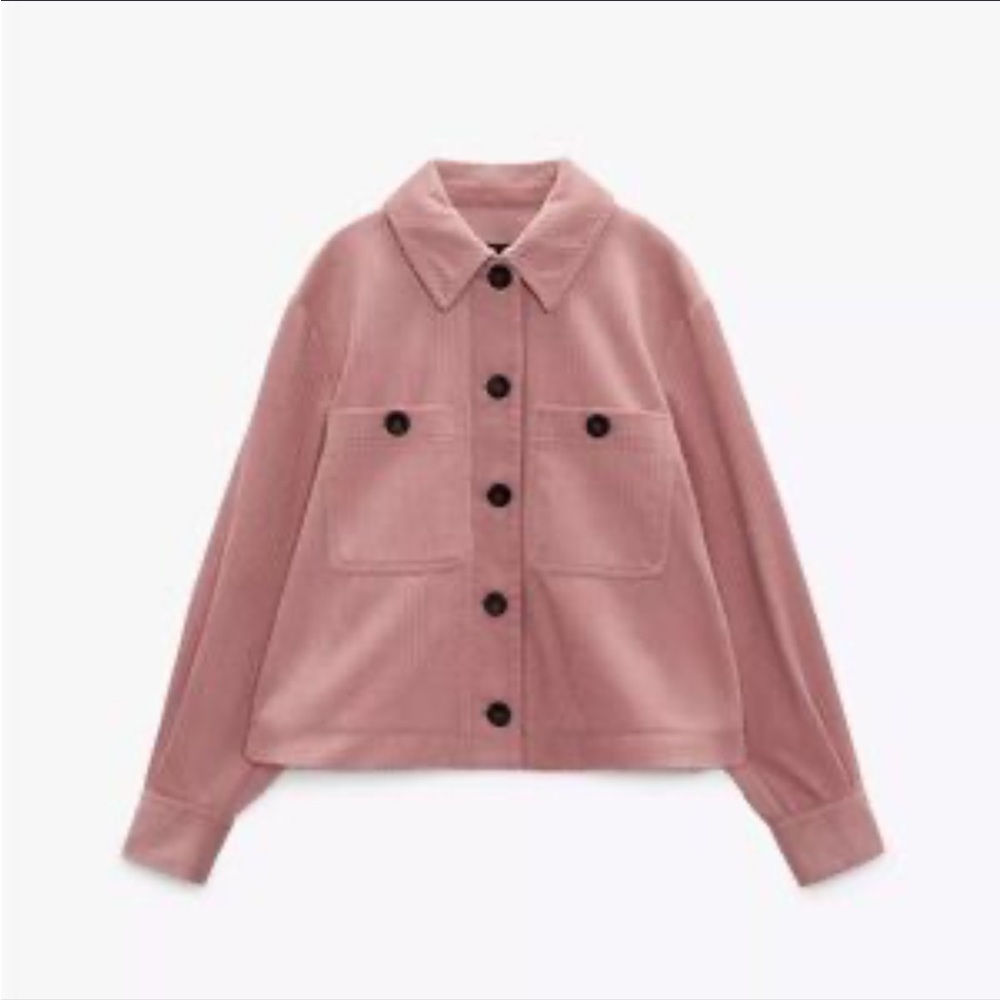 Pink Zara Corduroy Overshirt Shacket MEDIUM